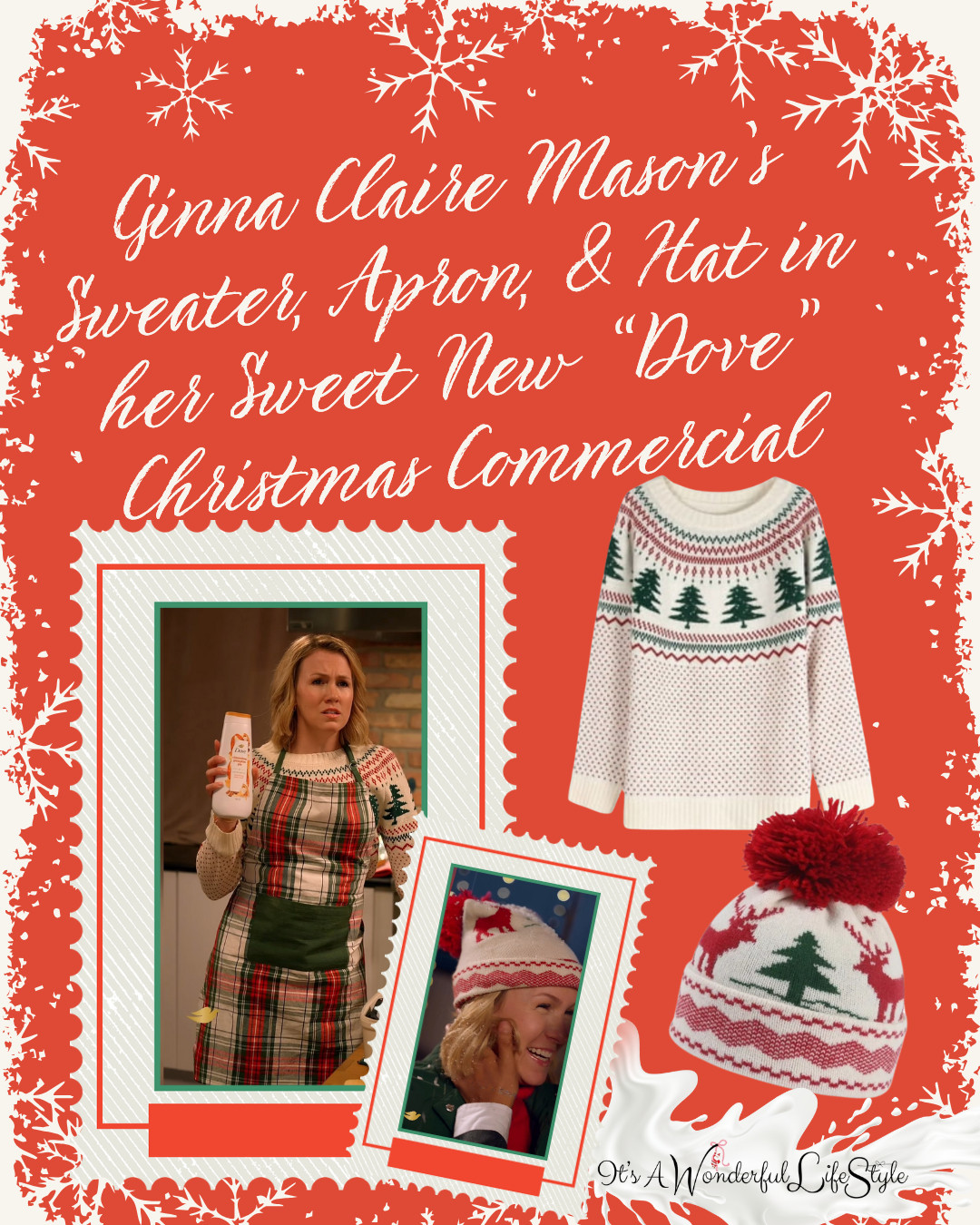 Bundle up in holiday cheer with Ginna Claire Mason’s adorable winter wonderland look! Snag her fair-isle sweater, cozy hat, and charming plaid apron from her delightful Dove Holiday Treats mini-series—and bring a little Christmas magic this Holiday Season!🎄  

 #LTKCyberWeek #LTKHoliday #LTKSeasonal