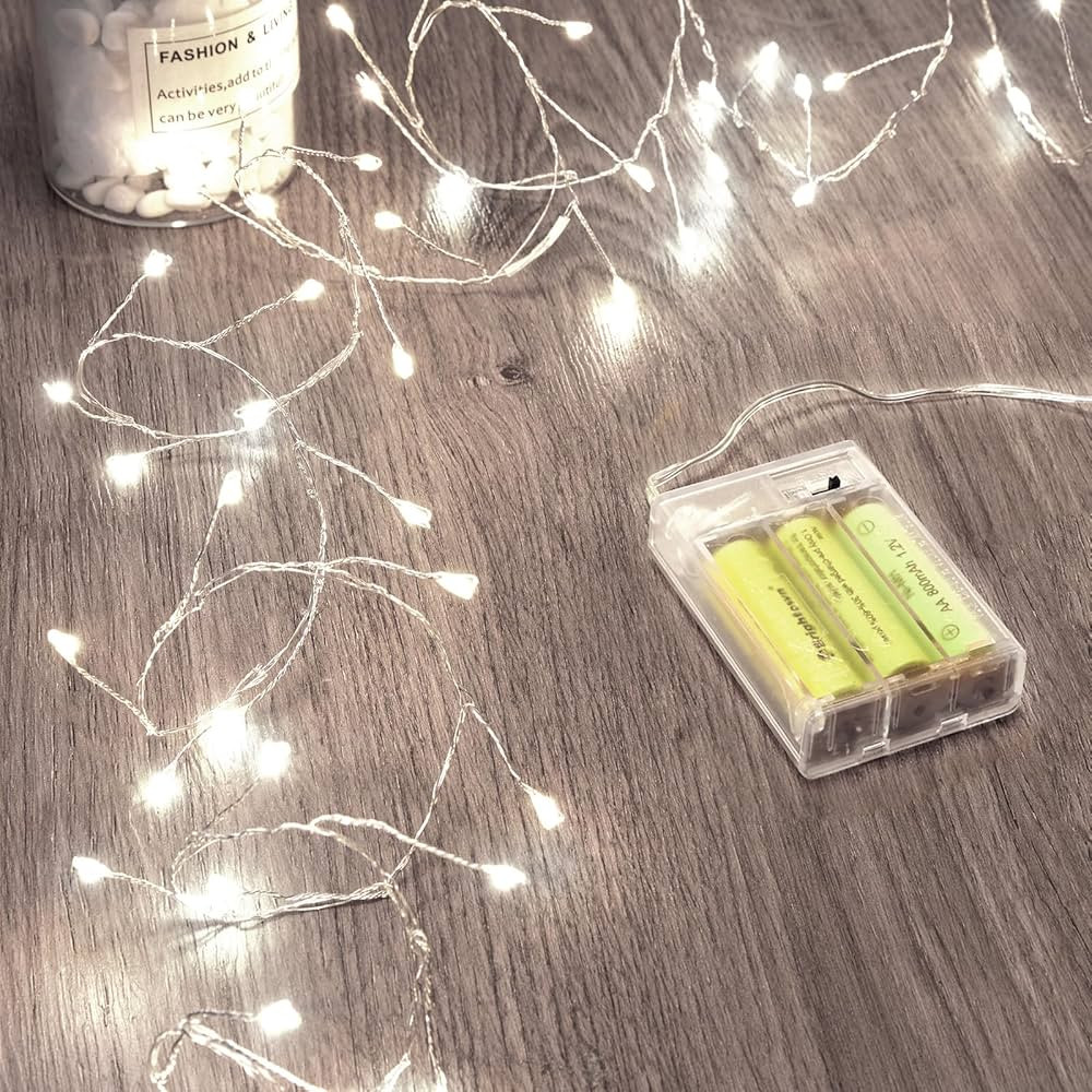 Fairy Lights Battery Operated, Firecracker String Lights Waterproof Silver Wire 5 Feet 60 Led Clu... | Amazon (US)