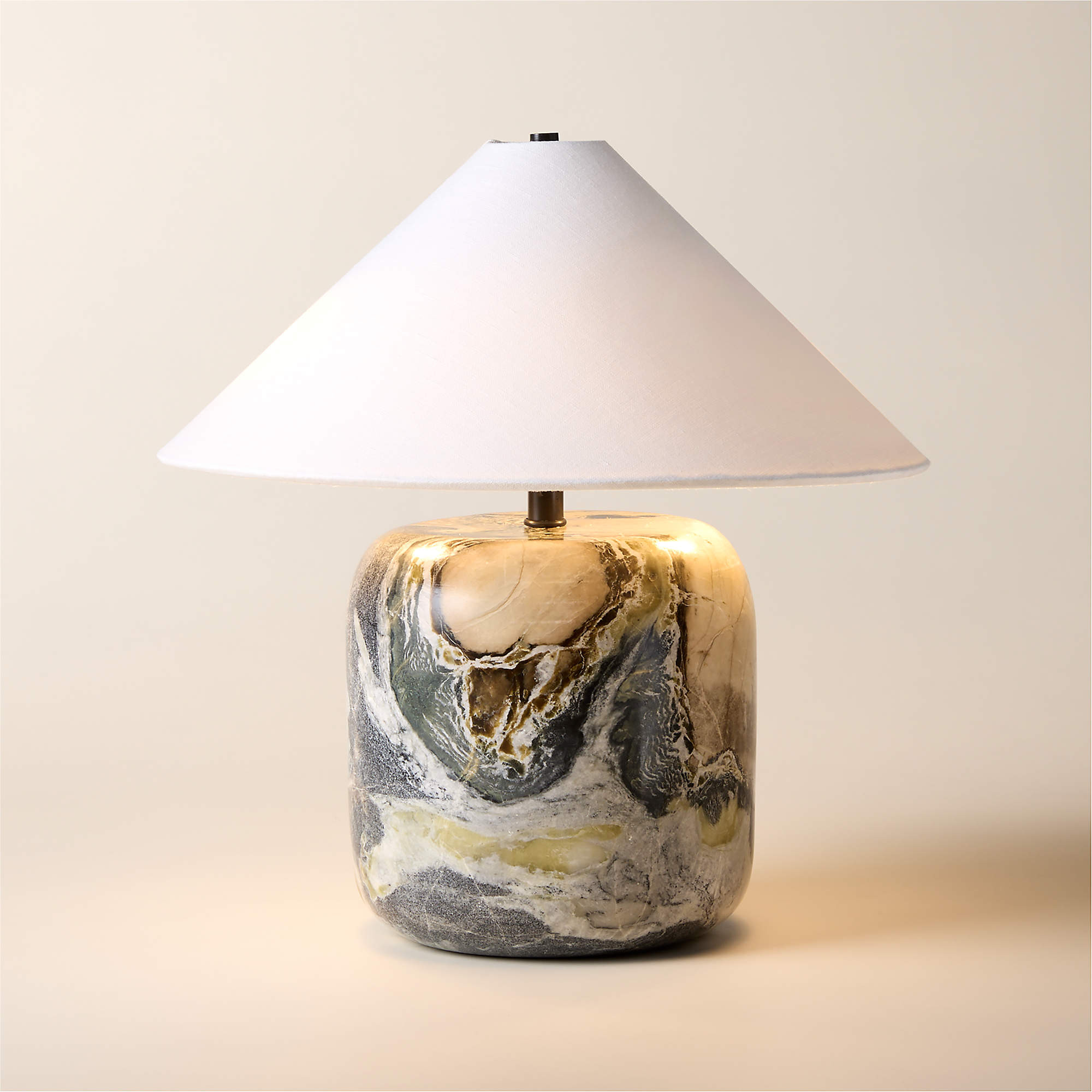 Block Mini Floral Jade Marble Table Lamp | CB2 | CB2