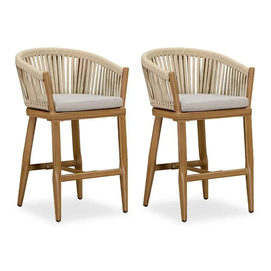 Open Box | Purple Leaf Counter Bar Stools Chair Set of 2, Modern Aluminum Wicker Bar Chair Indoor... | Purple Leaf