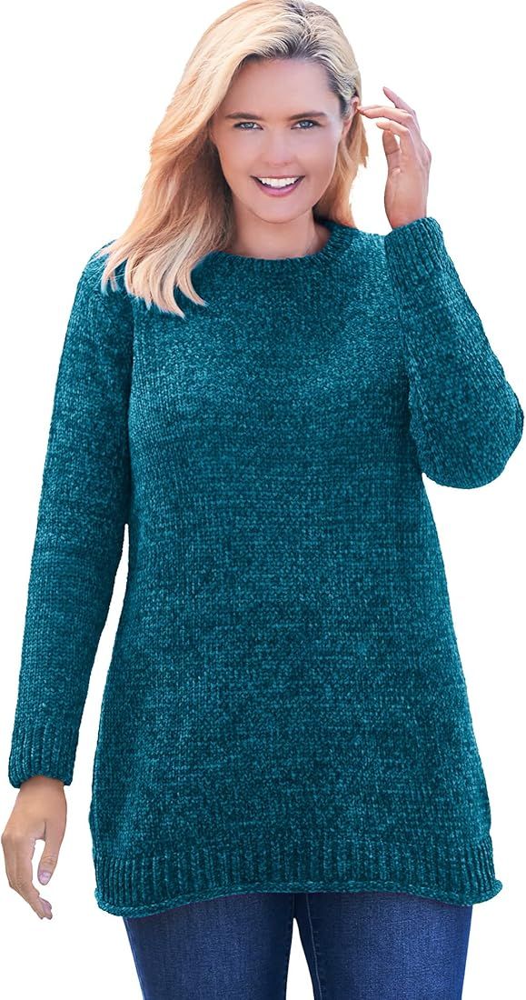 Woman Within Women's Plus Size Chenille Crewneck Sweater Pullover | Amazon (US)