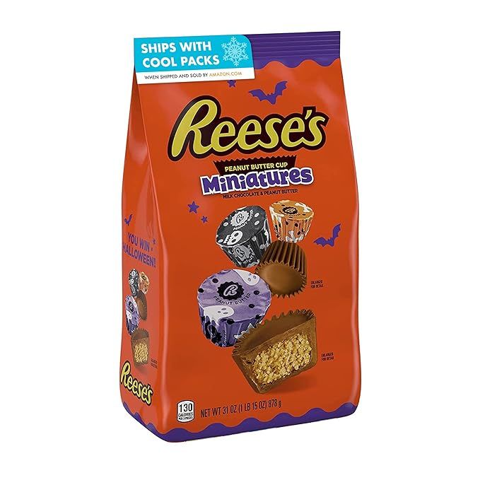 REESE'S Miniatures Milk Chocolate Peanut Butter Cups Candy, Halloween, 31 oz Bulk Bag | Amazon (US)