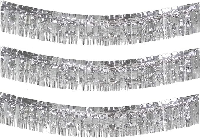 10 Feet Long Roll Foil Fringe Garland - Pack of 3 | Shiny Metallic Tassle Banner | Ideal for Para... | Amazon (US)
