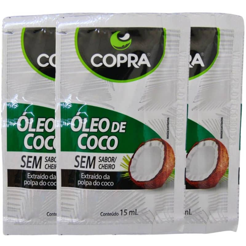 Kit Sachê Óleo de Coco Copra Sem Sabor Com 3 15ml | Beleza Na Web (BR)