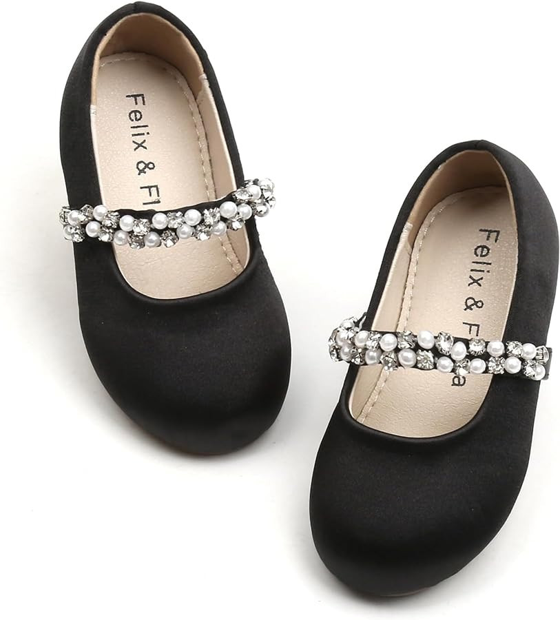 Felix & Flora Girls Toddler Little Ballet Shoes - Flower Girls Mary Jane Flats Dress Shoes Party ... | Amazon (US)