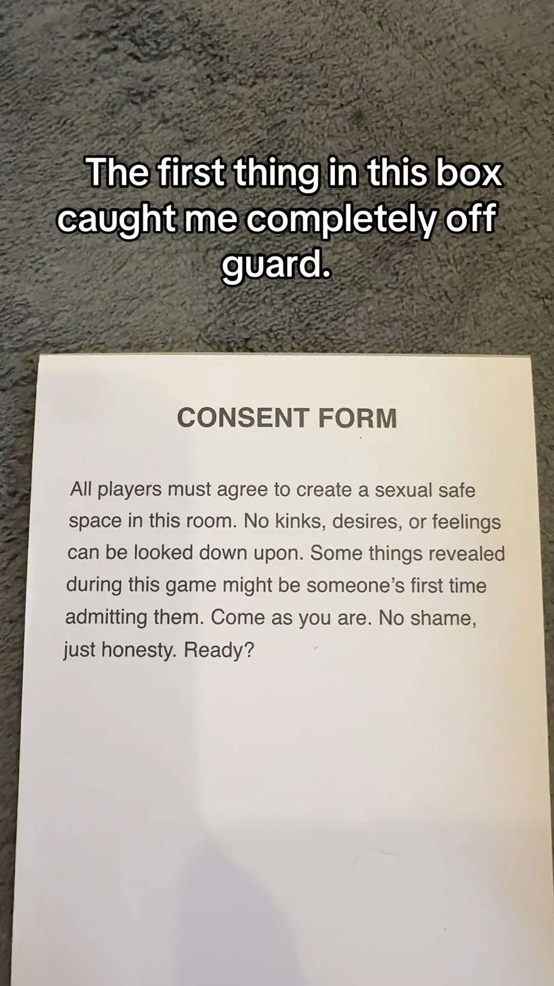 You know the game is about to be good when it starts with a consent form.

We’re Not Really Strangers XXX Adult Edition is made for bold questions, honest answers, and the kind of game night that gets funny fast. Perfect for adults who can laugh, be honest, and handle conversations that are definitely not boring.

#Spicy #18Plus #Game #Consent #Couple #Partner #honeymoon 

 #LTKdayinmylife #LTKstorytime #LTKActive