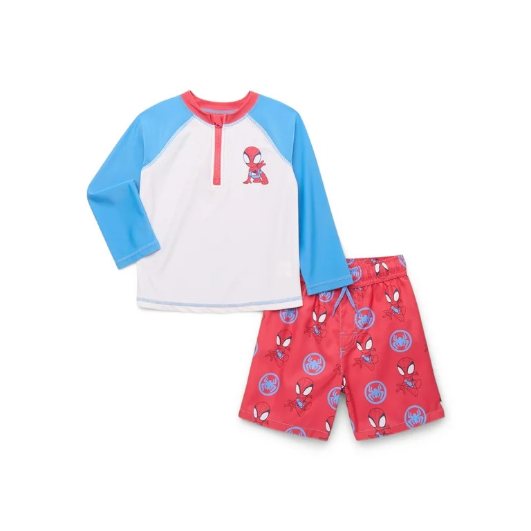 Character Toddler Boy Zip Rash Guard and Swim Shorts Set, 2-Piece, Sizes 12M-5T | Walmart (US)