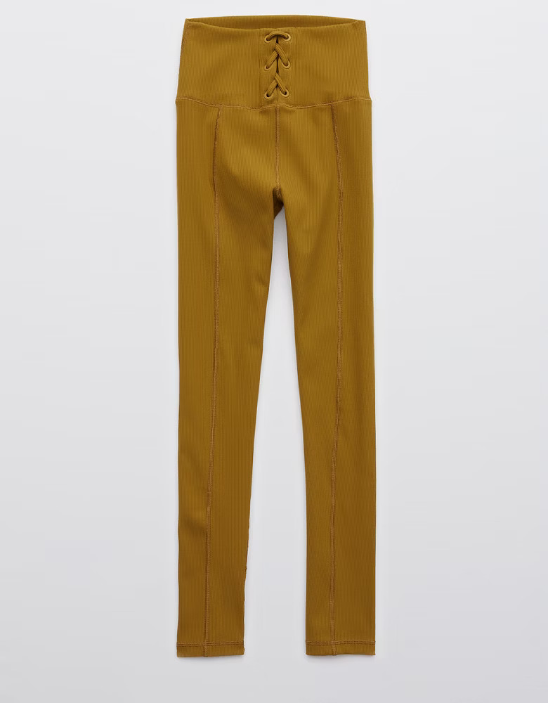 OFFLINE Ribbed High Waisted Lace Up Legging | American Eagle Outfitters (US & CA)