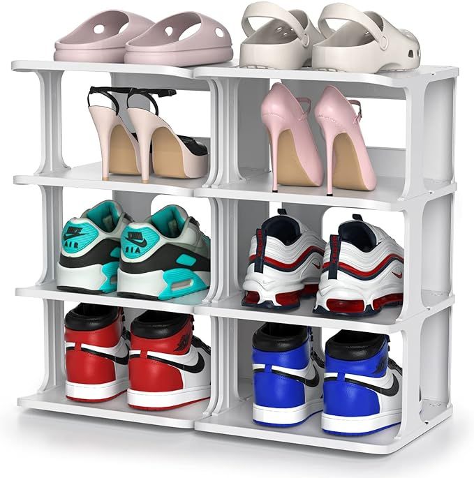 ZOINLIY Freely Combinable Shoe Rack for Entryway, Stackable Shoe Organizer for Closet, Free Stand... | Amazon (US)
