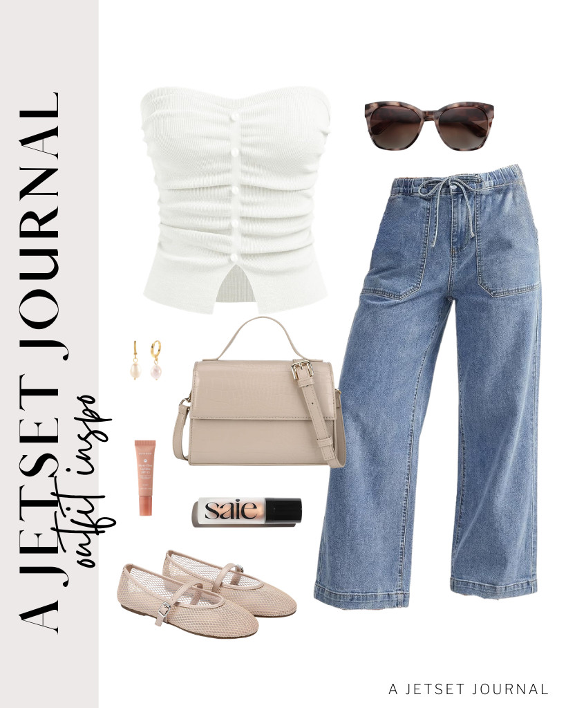 Start your first outfit with a white tube top from CIDER and GRAPENT wide-leg jeans. Step into these mesh ballet flats and grab a classy crossbody purse from Gladdon. Look chic by adding ZENOTTIC polarized sunnies and huggie hoop earrings.

#LTKSeasonal #LTKSaleAlert #LTKTravel
 

 