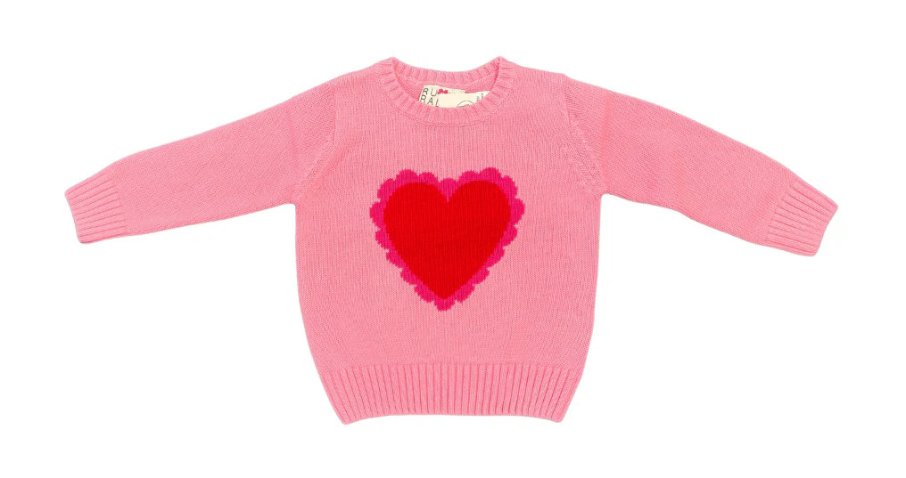 Ruth and Ralph Scalloped Pink Heart Sweater | JoJo Mommy