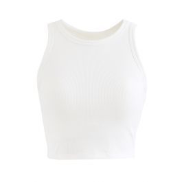 Solid Color Ribbed Tank Top in White | Chicwish