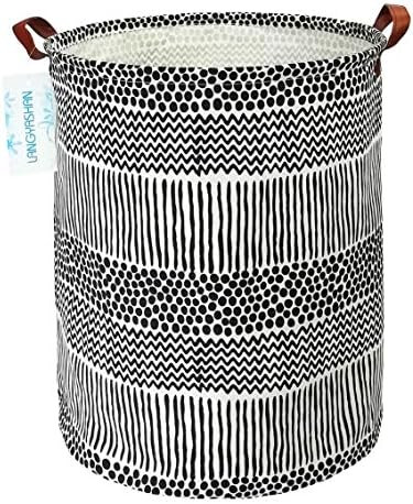 LANGYASHAN Laundry Basket Canvas Fabric Collapsible Organizer Basket for Storage Bin Toy Bins Gift B | Amazon (US)
