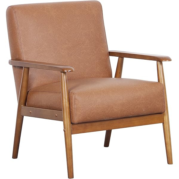 Pulaski DS-D030003-329 Wood Frame Faux Leather Accent Chair, 25.38" x 28.0" x 30.5", Cognac Brown | Amazon (US)