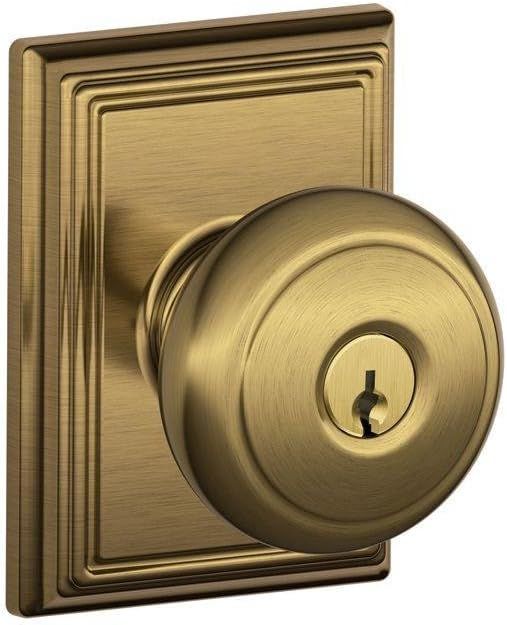 SCHLAGE F51A and 609 ADD Andover Knob with Addison Trim Keyed Entry Lock, Antique Brass | Amazon (CA)