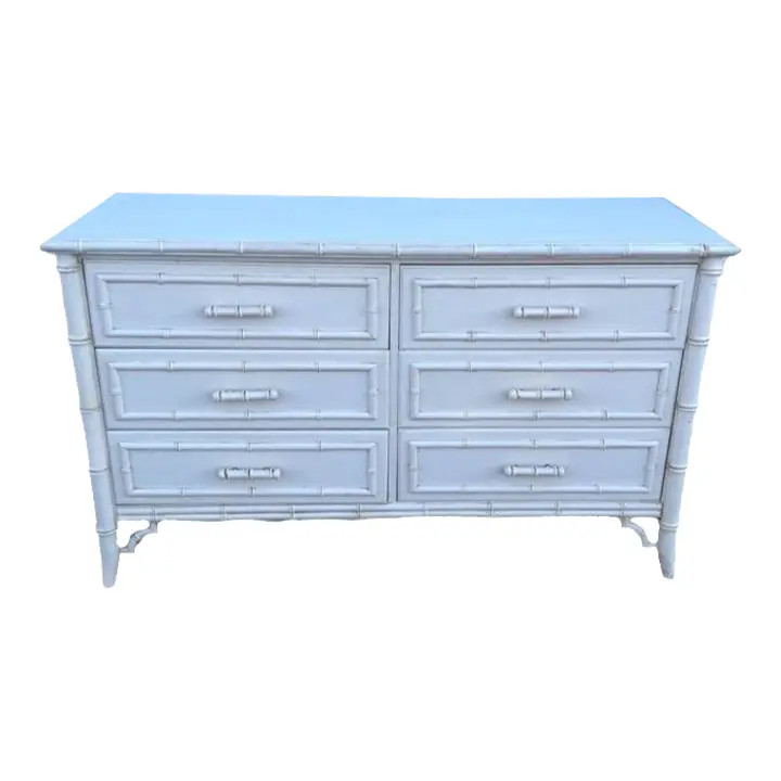 1970s Dixie Aloha Faux Bamboo Fretwork Double Dresser | Chairish