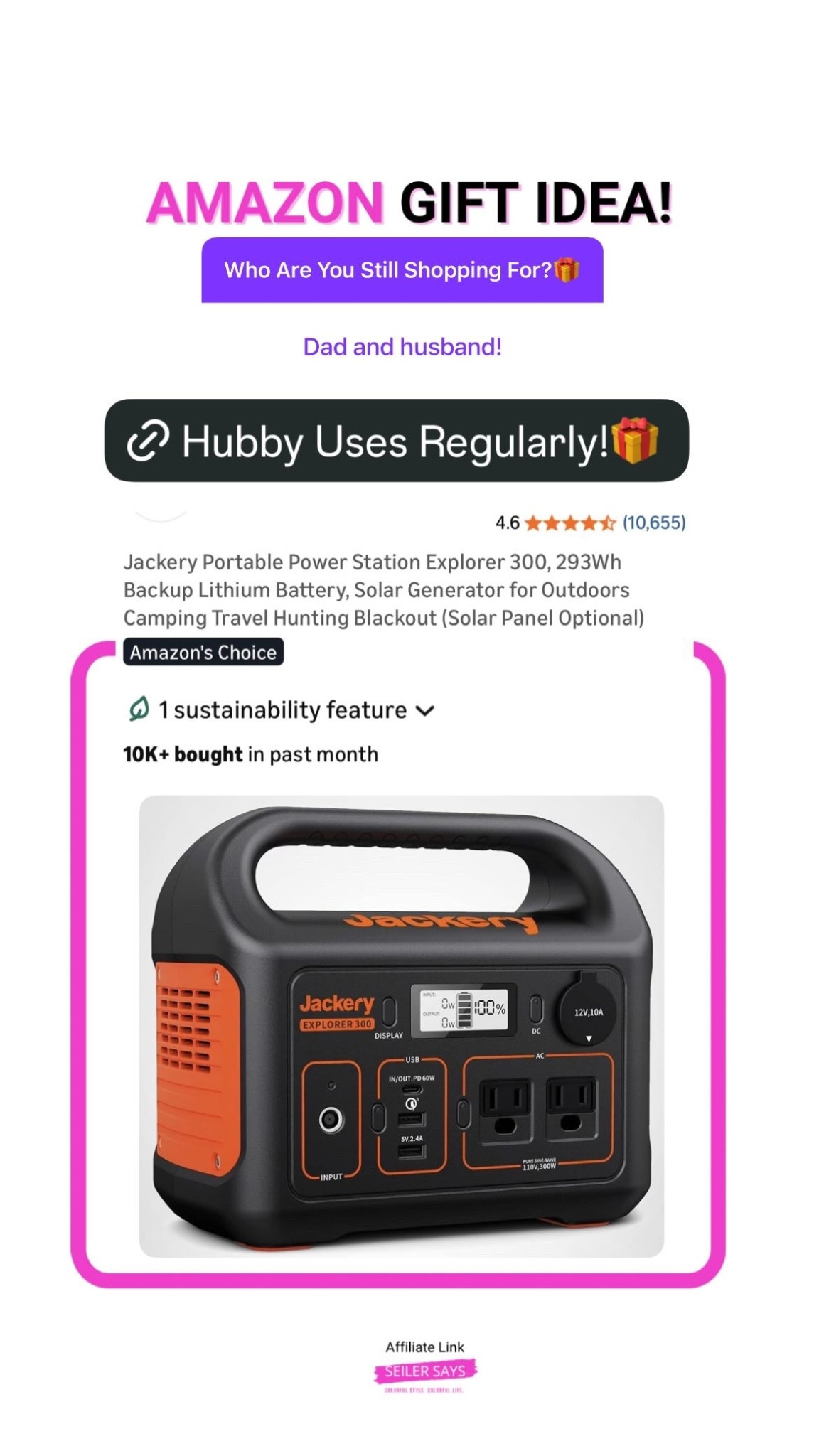 Portable power station from Amazon for your dad, son, husband or friend! 293Wh back up lithium battery, solar generator for outdoor camping, travel, hunting, or blackouts.

#LTKGiftGuide #LTKHome #LTKMens