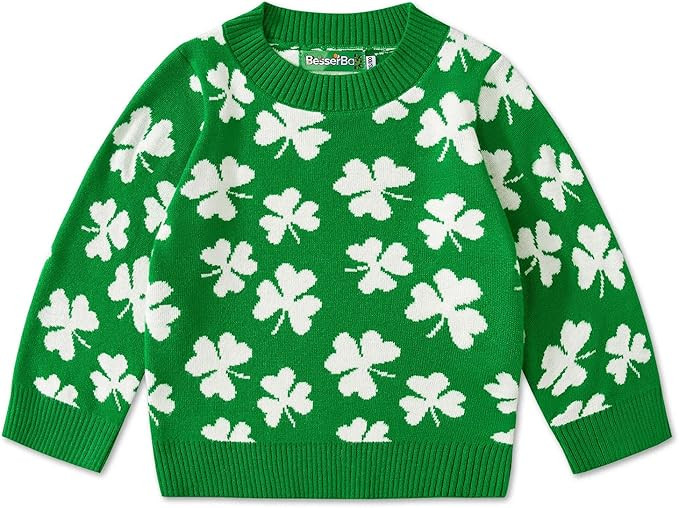 Unisex Toddler St.Patrick's Day Clover Print Sweater Irish Shamrock Knitted Pullover Tops 12M-8Y | Amazon (US)