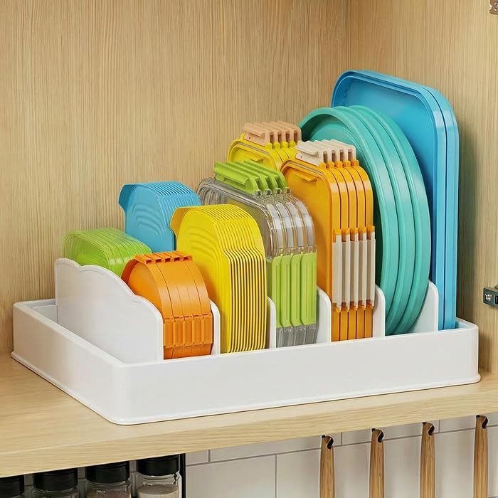 Lifewit Kitchen Cabinet Organizer for Food Contanier Lid with 7 Sections | Amazon (US)