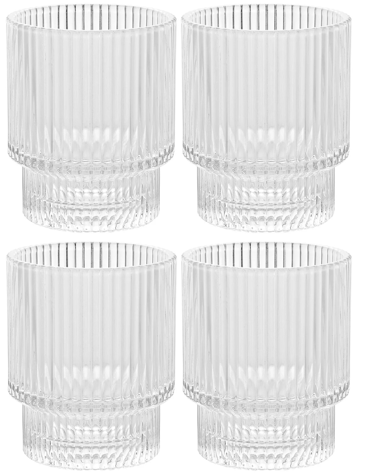 Vintage Art Deco Fluted Drinking Glasses - 9 oz Modern Kitchen Glassware Set  Old Fashion Tumbler... | Walmart (US)