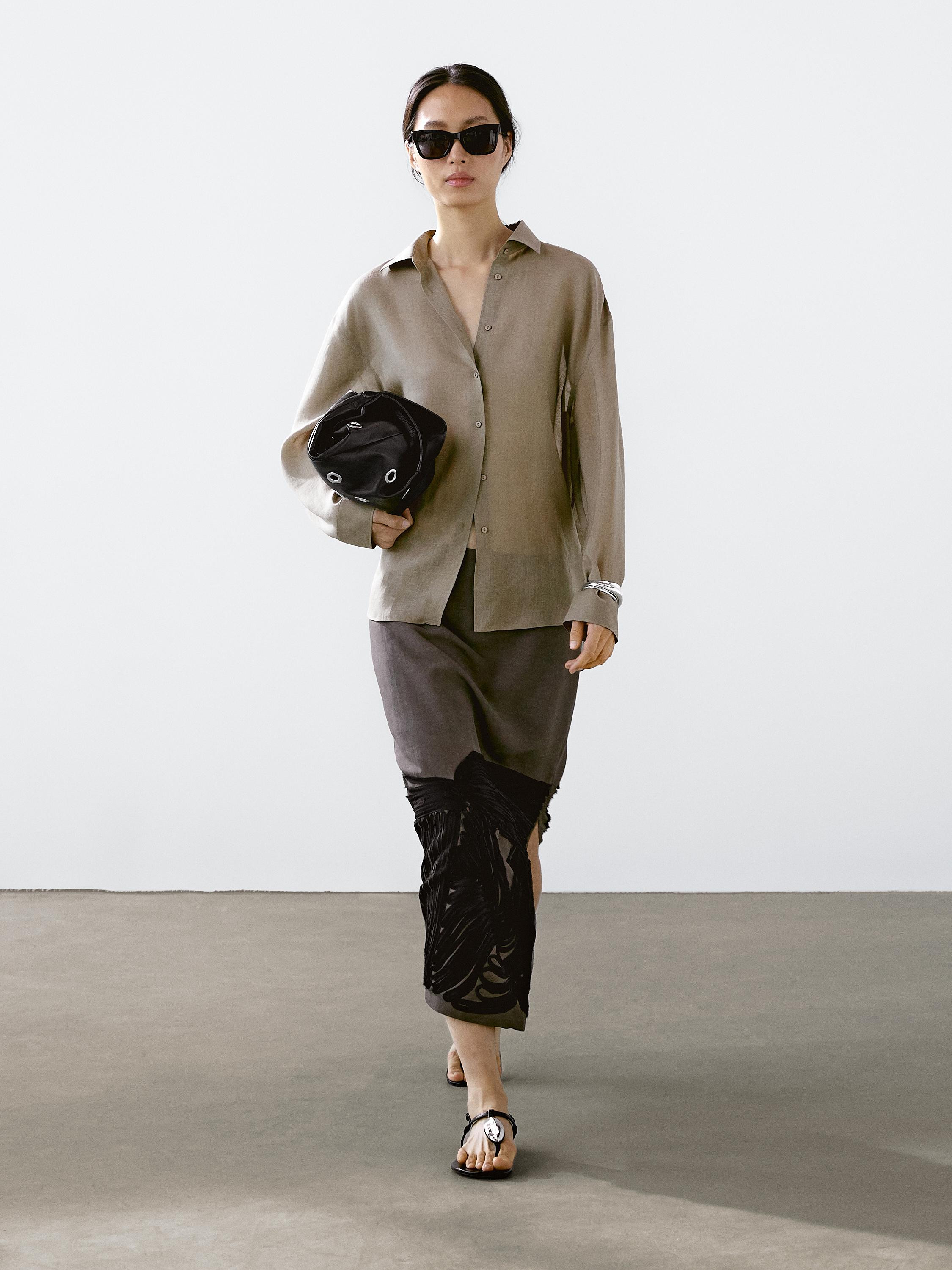 Flowing ramie blend shirt | Massimo Dutti UK