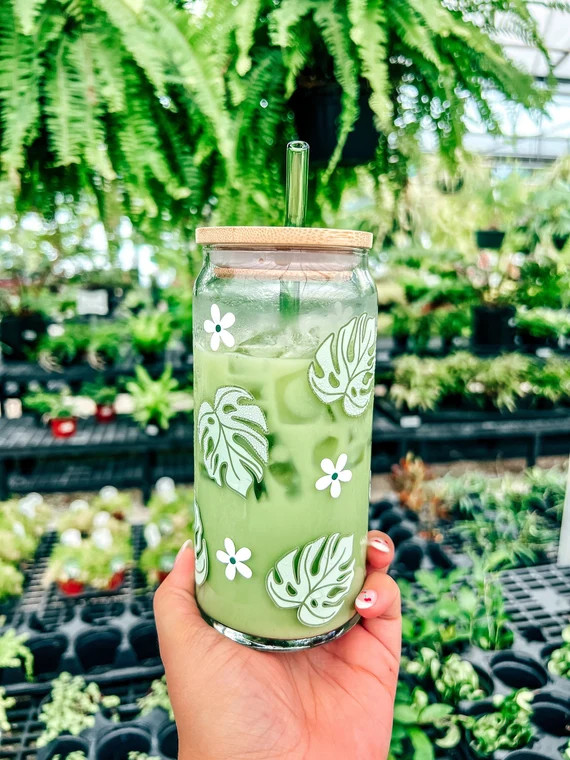 Monstera Beer Can Glass  Plant Lover Coffee Glass  Monstera - Etsy | Etsy (US)