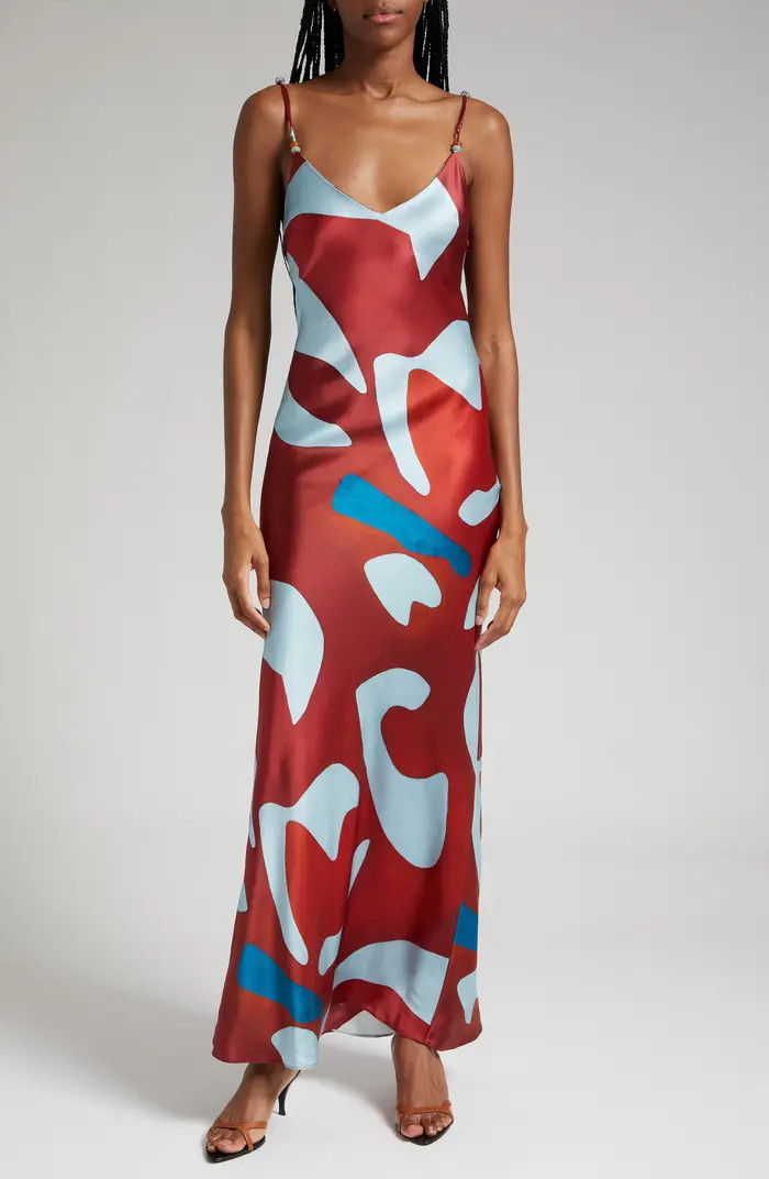 Frankie Abstract Print Silk Satin Slipdress | Nordstrom