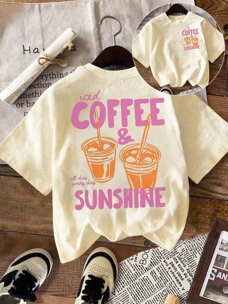 Iced Coffee And Sunshine Shirt, Iced Coffee Shirt, Coffee Lover Gifts, Summer Tshirt, Summer Vibes Shirt, Coffee TShirt | SHEIN