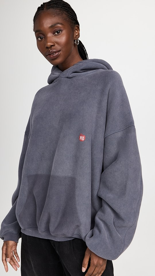 Alexander Wang Sweatshirt Hoodie with Shadow Pocket and Glitter Puff | SHOPBOP | Shopbop