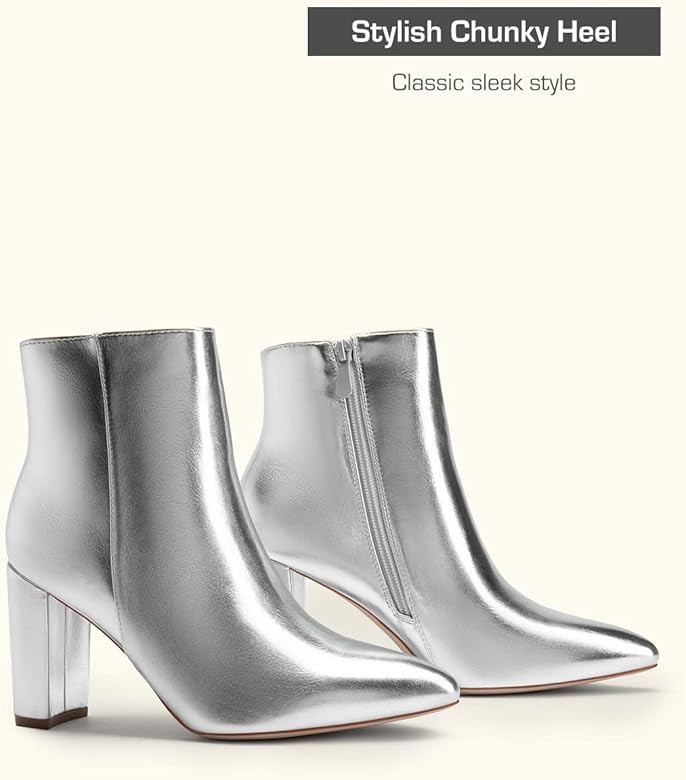 DREAM PAIRS Women's Chunky Heel Ankle Booties Pointed Toe Short Boots | Amazon (US)