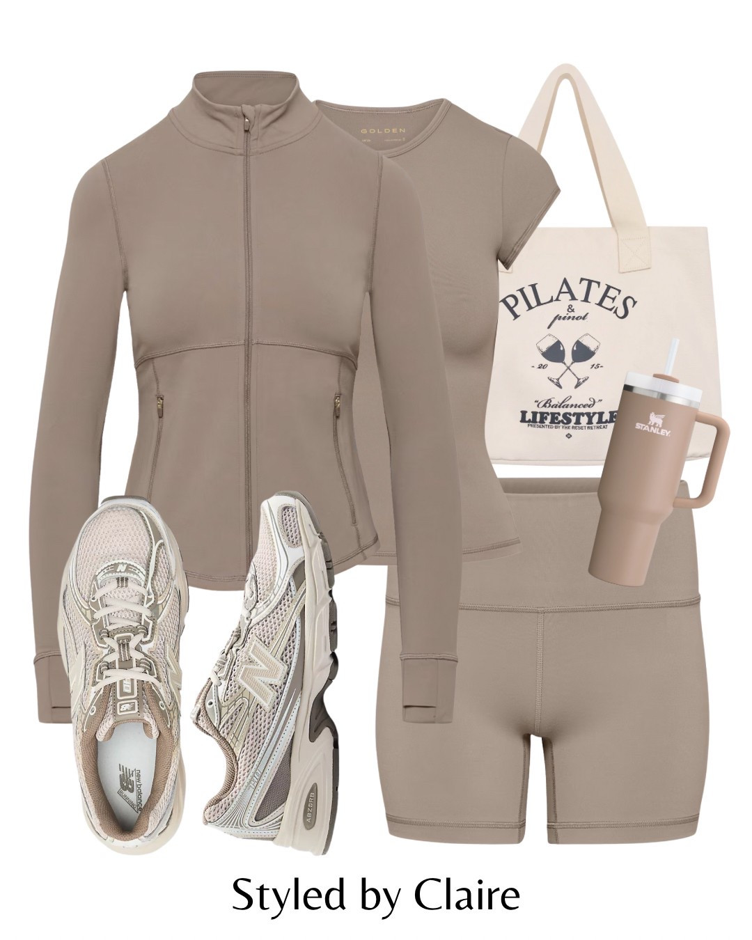 Taupe gym outfit inspo🌸
Tags: new balance 740 metallic cycle shorts lightweight Lycra sport top zip up jacket canvas tote bag couture club Stanley cup fashion fitness guest outfit ideas chic women’s style lovall pilates girl 

#LTKfitness #LTKstyletip