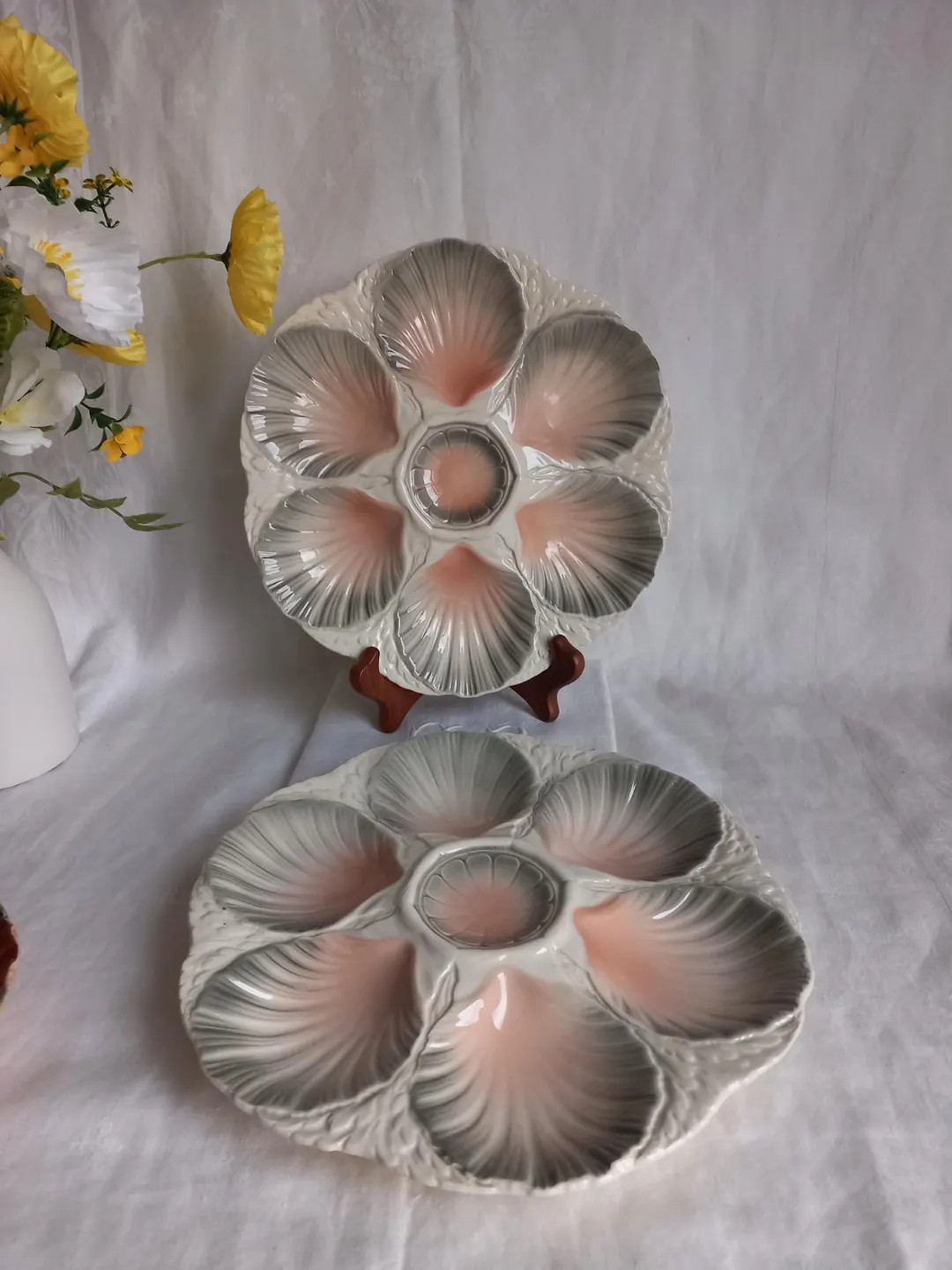 Sarreguemines Antique French oyster plates Majolica oyster plate | Etsy (US)