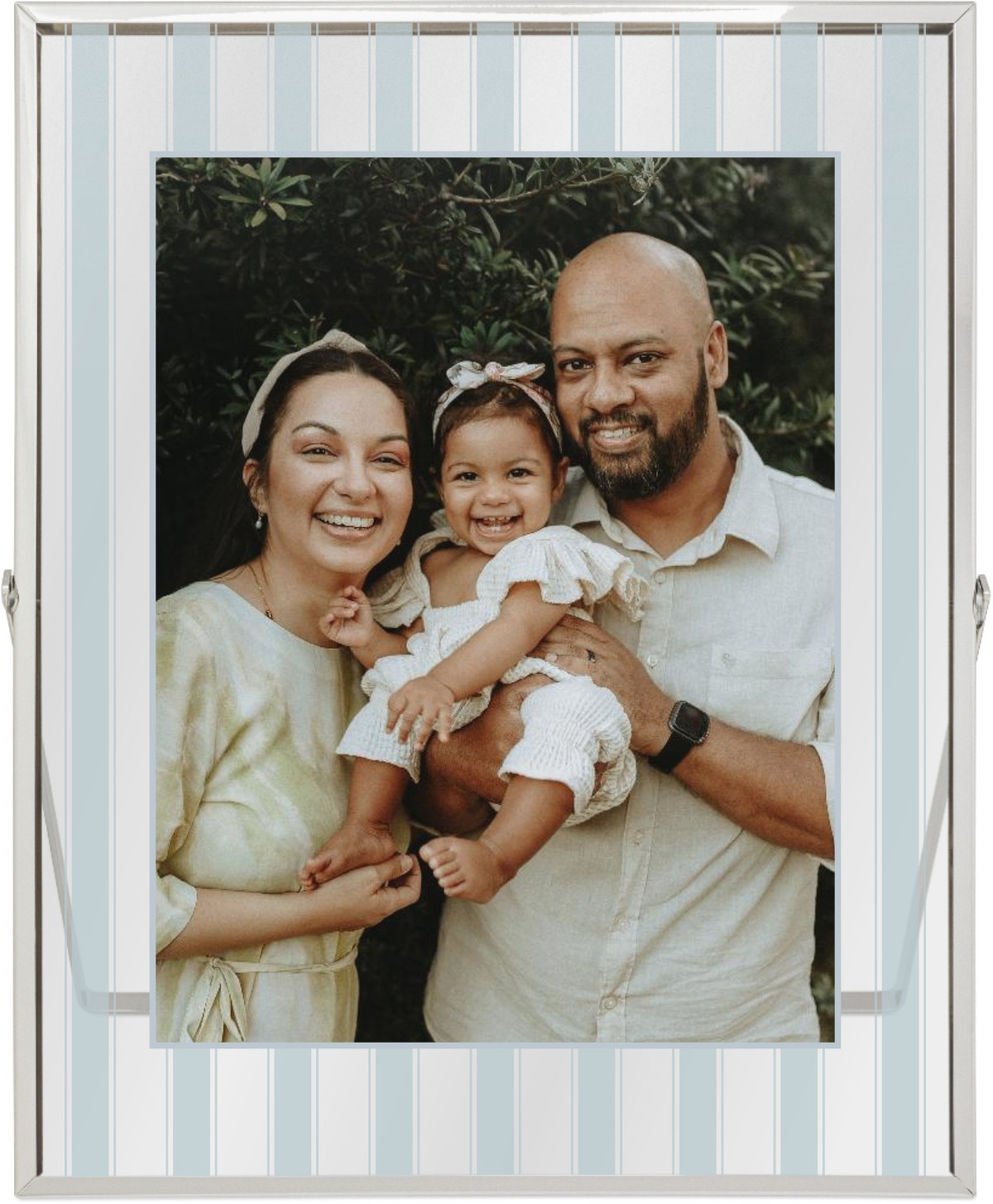 Tabletop Floating Framed Prints: Striped Border Silver Frame 8x10 Blue Shutterfly | Shutterfly