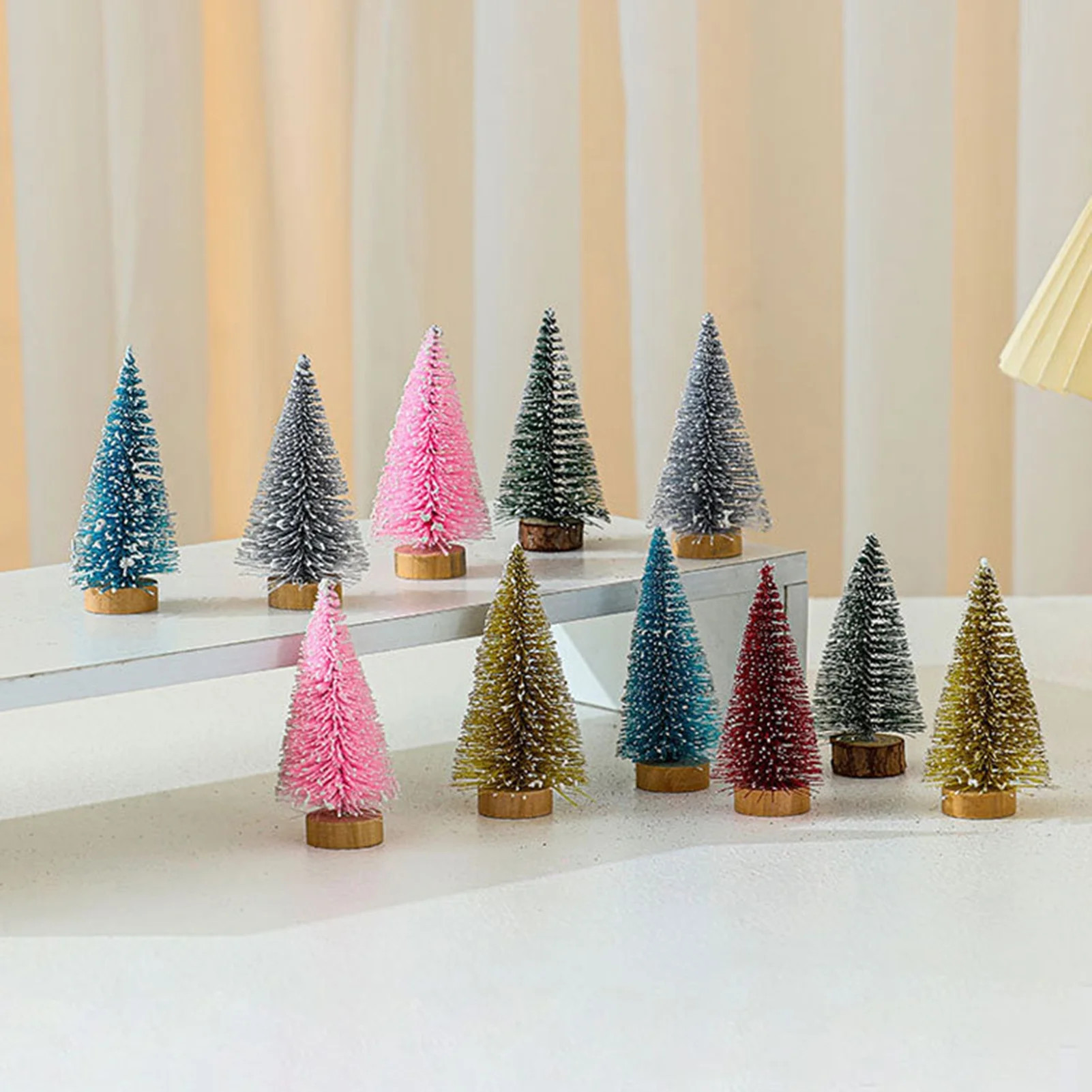 ZDWQFA 4Pcs Mini Christmas Trees, Artificial Christmas Tree Bottle Brush Trees, Pine Tree with Wo... | Walmart (US)
