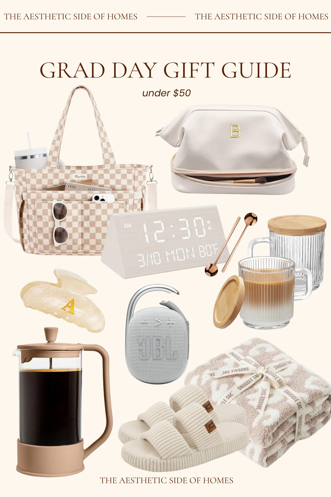 This grad gift guide under $50 is filled with cute, practical finds they’ll actually use every day. The neutral tones and cozy essentials make each gift feel thoughtful, elevated, and perfect for a fresh start 🤍 

 

#LTKootd #LTKselfcare #LTKSeasonal