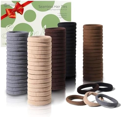 Bessrung 100 Pcs Thick Seamless Brown Hair Ties, Ponytail Holders Hair Accessories for Women Girl... | Amazon (US)