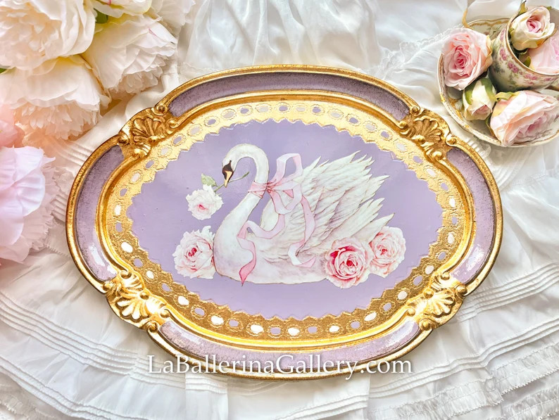 Italian Florentine Tray Wood Gold Rococo Decorative Tea Board Wedding Gift Shabby Chic Italy Illu... | Etsy (US)