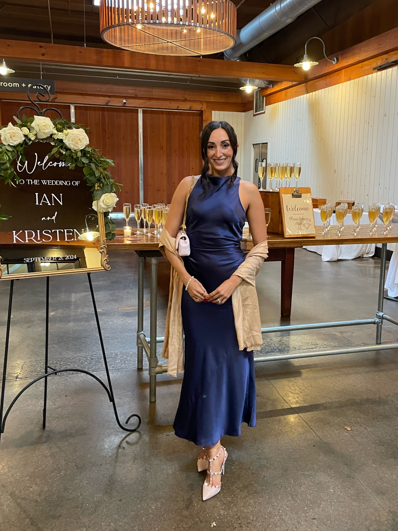 Beautiful night, celebrating our dearest friends! 
Dress size 4 
Valentino Rockstud pumps in blush 
