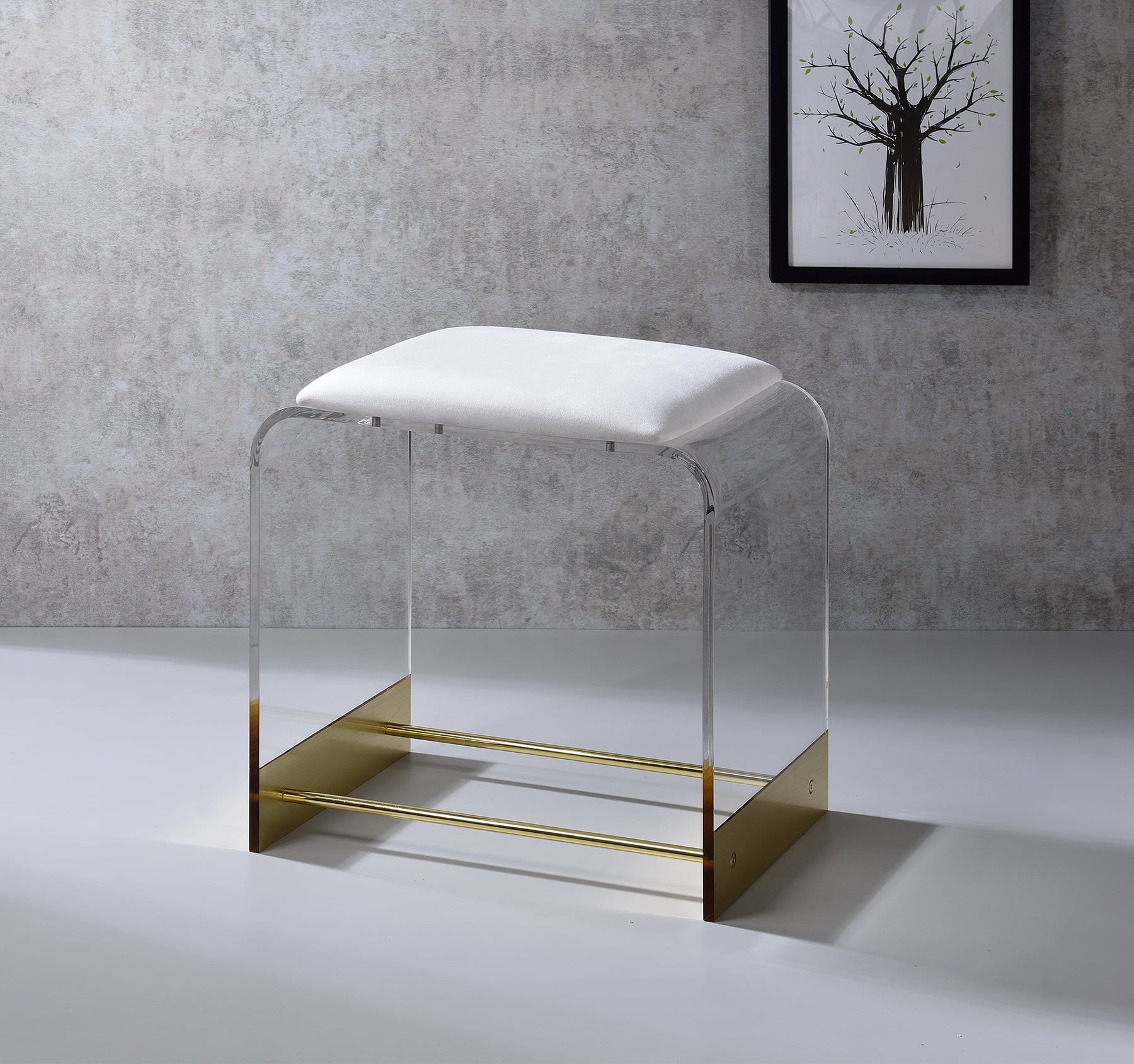 Acrylic Kayla Vanity Stool- Gold | Walmart (US)