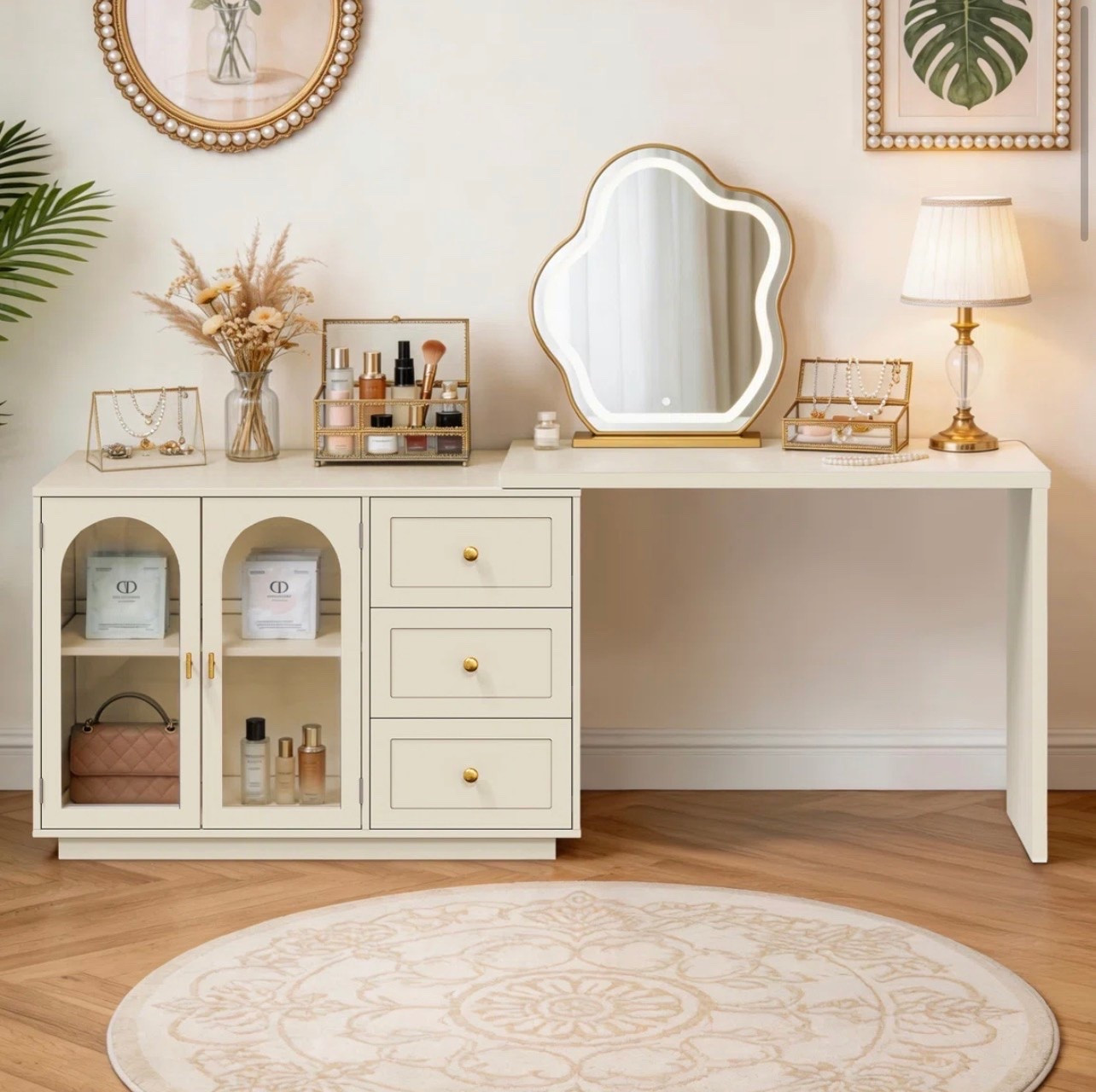 Extendable Make Up Vanity with 3 Drawers and 2 Acrylic Doors

#LTKHome #LTKmorningroutine #LTKSaleAlert