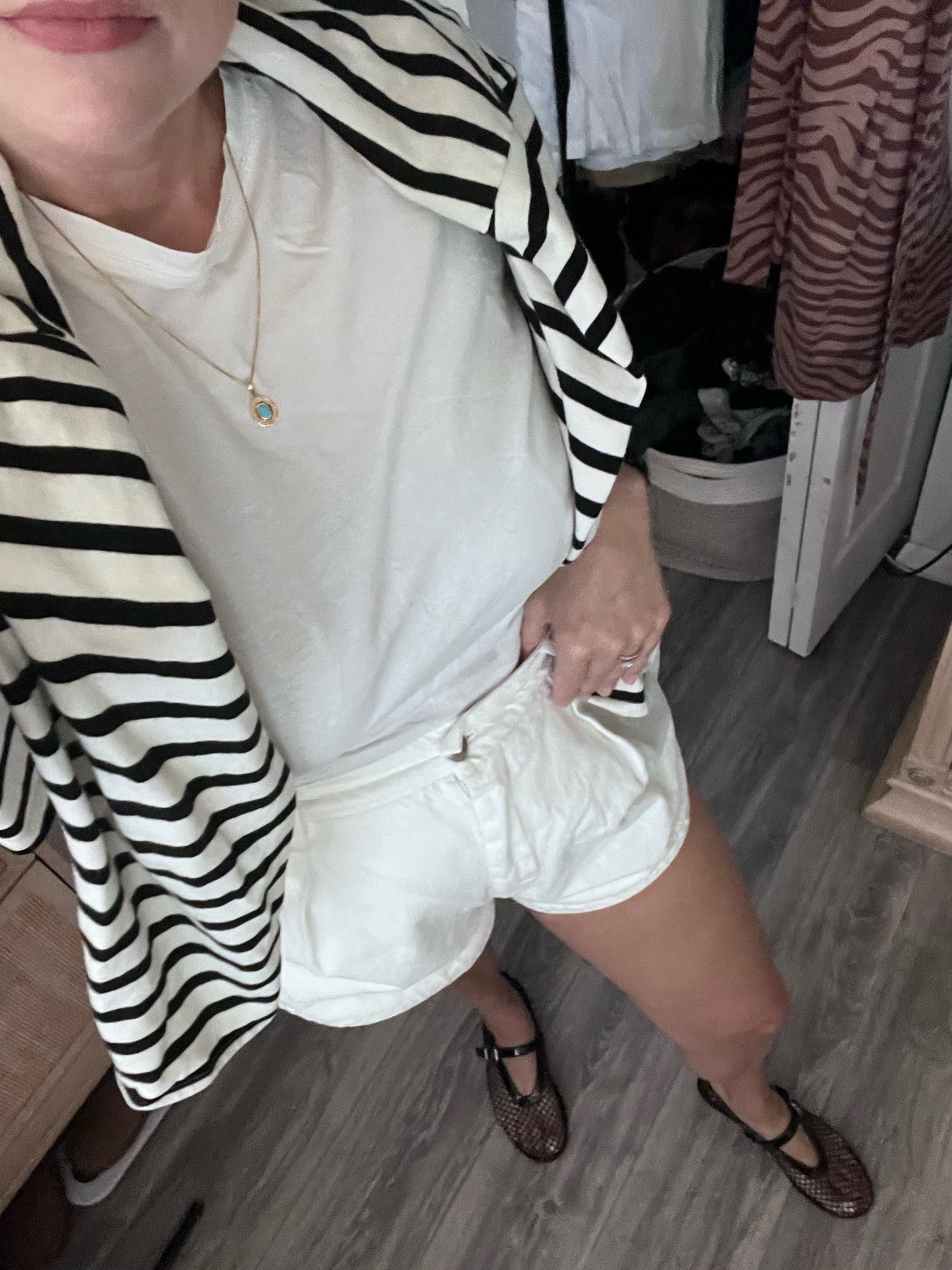 Old money 
Monochrome outfit
Mesh flats
White shorts
White tee 
Rich girl aesthetic 
Casual outfit
Mom outfit

#LTKootd #LTKmomlife #LTKMidsize
