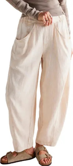 High Road Pull-On Linen Blend Barrel Pants | Nordstrom