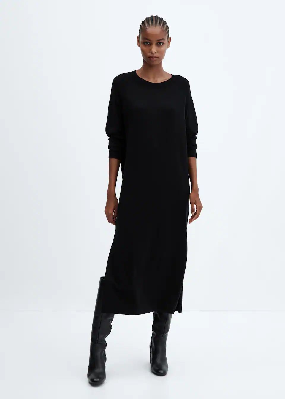 Round-neck knitted dress -  Women | Mango USA | MANGO (US)