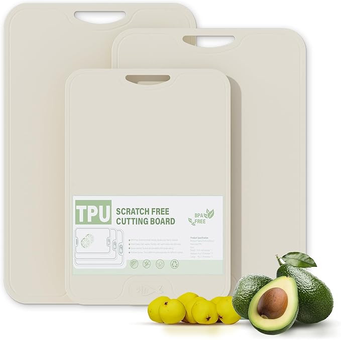 TPU Cutting Boards for Kitchen, Chopping Board Set of 3, Non Slip Cutting Boards with Juice Groov... | Amazon (US)