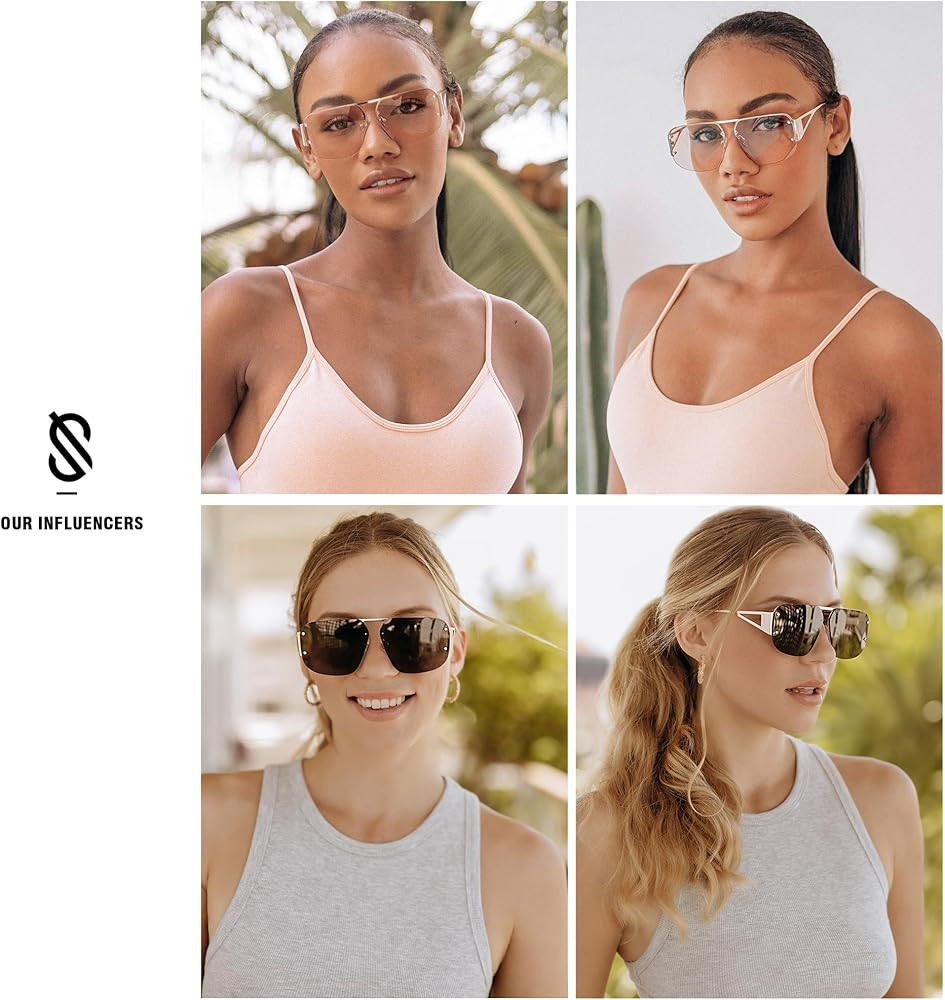 SOJOS Trendy Aviator Sunglasses Mens Womens Retro Metal Rimless Frame Shades Lentes De Sol Para M... | Amazon (US)