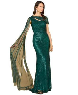 Lara Women's One Shoulder Fitted Gown - Teal | Macy's