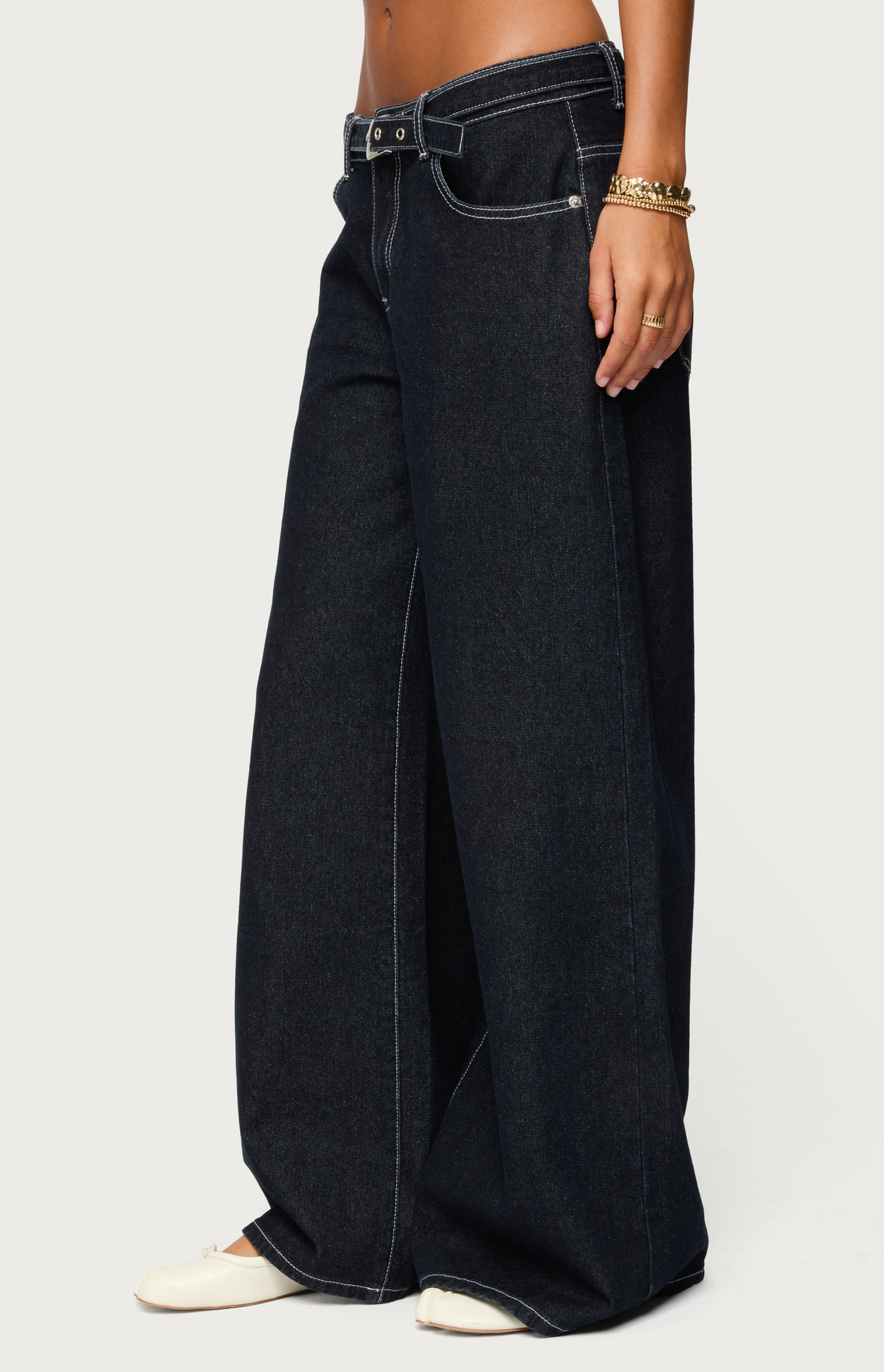 Edikted Karah Belt Low Rise Jeans | PacSun