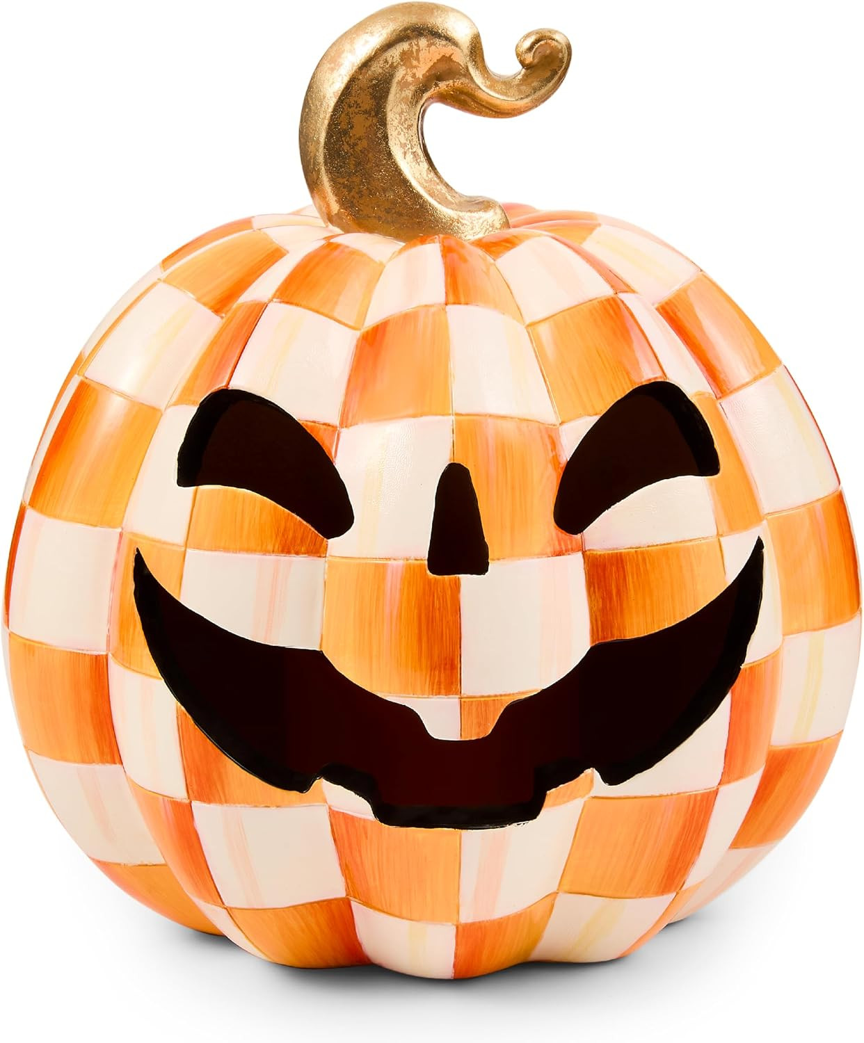 MACKENZIE-CHILDS Illuminated Jack-O’-Lantern, Small, Orange Check | Amazon (US)