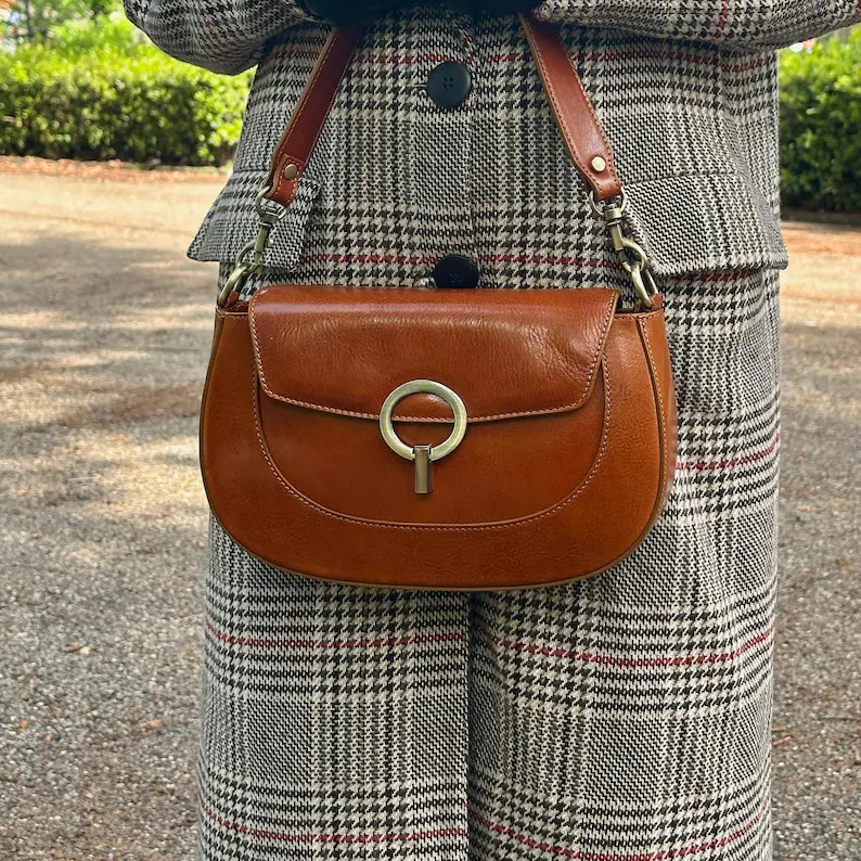 Handmade Italian Leather Crossbody Bag: Tan Shoulder Bag | Etsy (US)
