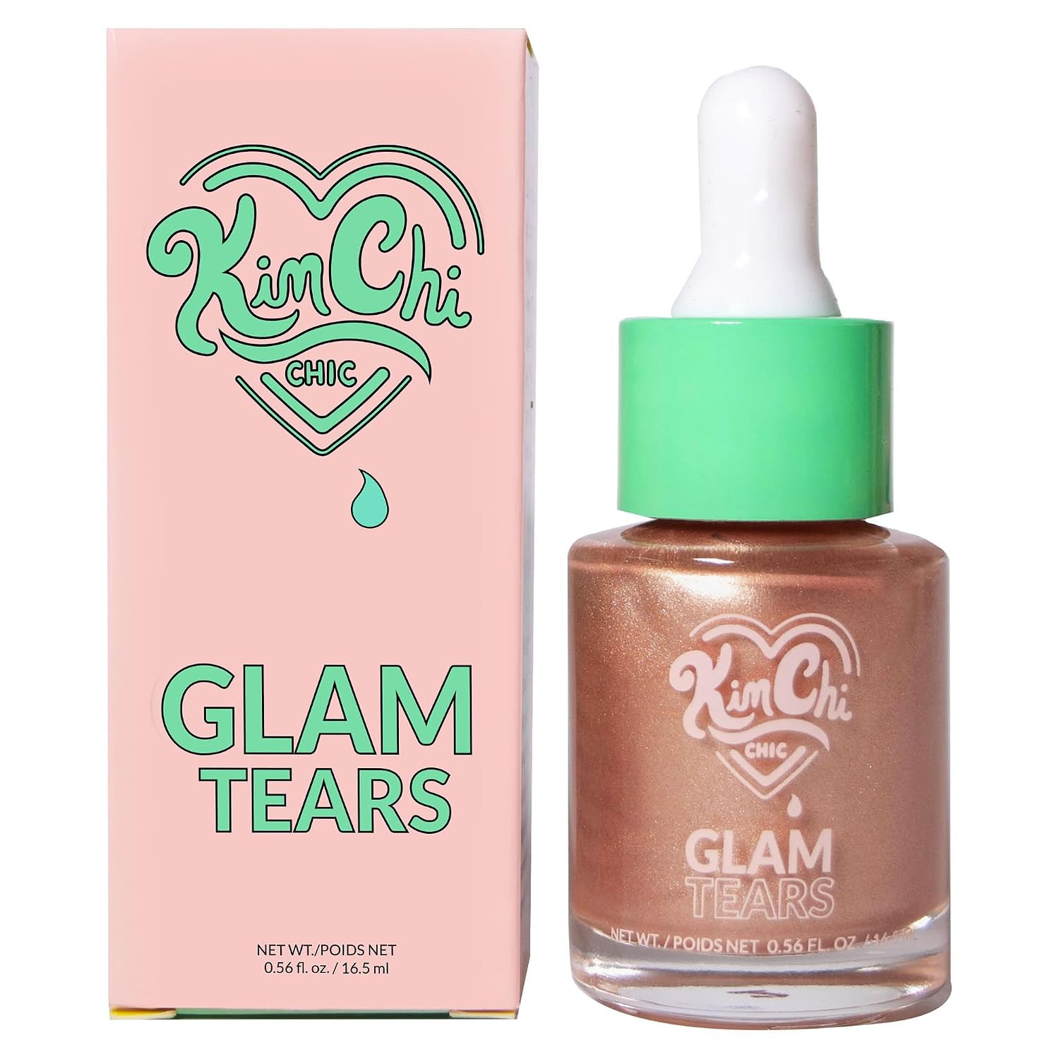 KimChi Chic Beauty Glam Tears Liquid Highlighter, Cheek Shimmer and Body Glitter, Sun-Kissed and Glowing Skin, Luminous Finish, Non-Vegan Makeup, Silk Highlighter, 0.56 fl oz | Amazon (US)